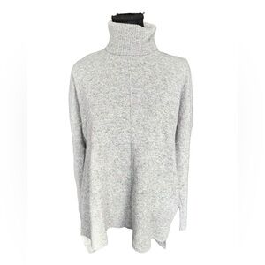 Vertical Design Cashmere Turtleneck Sweater Gray Speckled Oversized Luxe Y14